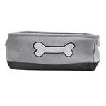 Winifred and Lily 17"x13" Grey and Black Two Tone Rectangular Pet Storage Bin with White Embroidery