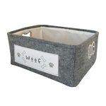 Winifred and Lily 17"x13" Gray Rectangular Pet Storage Bin with Woof Patch