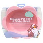 8" Silicone Floral Shaped Pet Food & Water Bowl with Non Skid Suction in Pink