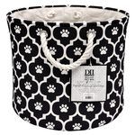 Bone Dry Polyester Round Pet Bin Size Medium in Black with Lattice Paw Design