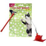 Steel Wire Cat Toy Wand with Bell and Feathers