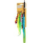 Retractable Cat Teaser Wand Toy with 2 Colorful Replacement Twist Worms and Bell