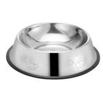 7" Double Footprint Stainless Steel Pet Feeding Bowl with Rubber Bottom