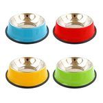 6.2" Assorted Color Stainless Steel Pet Feeding Bowl with Rubber Bottom
