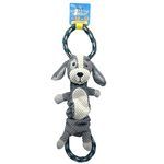 Stretchable Plush Dog Toy with Rope Handles