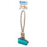 Durable Rope Tug Dog Toy with Tough Rubber and Built In Squeaker