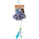 Interactive Hanging Cat Teaser Toy with Yarn Pom and Feather