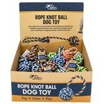 Rope Knot Ball Pet Toys for Tug and Chew in Assorted Colors with Countertop Display