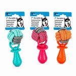 7" Durable Interactive Textured Squeaky Dog Toy in Assorted Colors
