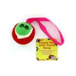 Tennis ball dog toy with nylon strap