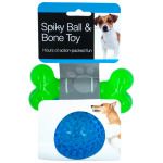 Spiky Ball & Bone Dog Toy Set