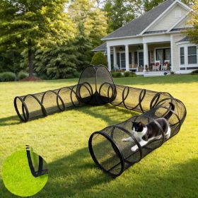 Outdoor Cat Enclosure, Portable Cat Tents For Outside, Cage Free Outside Cat Playpen Pet Enclosure, Cat Tunnel Outdoor Playground For Indoor Cats (Option: Black)