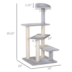 5-Level Revolving Stair Cat Tree Scratcher Climbing Activity Tower With Play Center And Resting Perch - Gray (Option: Beige grey)