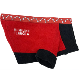 Highline Fleece Dog Coat (Color: Red and Black with Rolling Bones, size: Size 26)