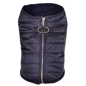 Zip-up Dog Puffer Vest (Color: black, size: X-Large)